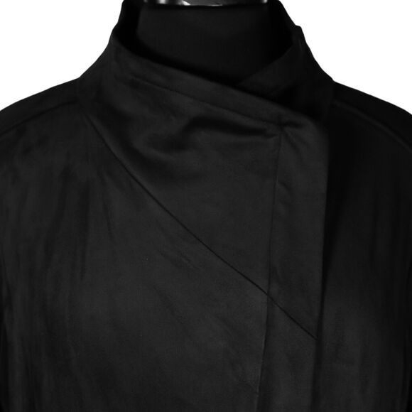 Chaps Ralph Lauren Women's Jacket Black Stretch Full Zip Moto Faux Suede Size L - Picture 5 of 11